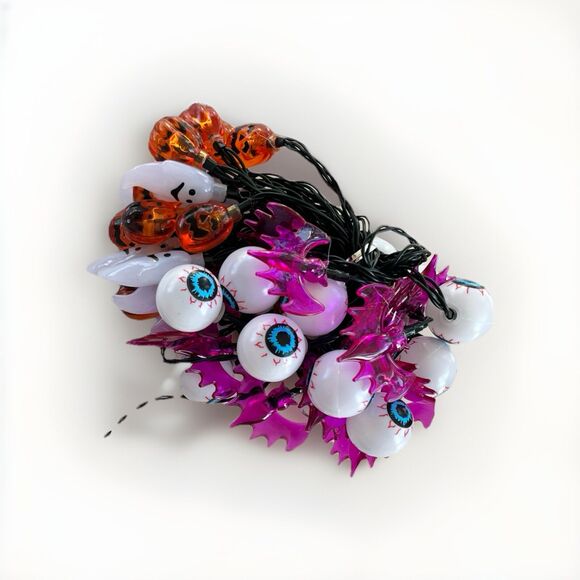 Halloween Eyeball & Bats Solar String Lights NEW Decorations - Picture 2 of 3